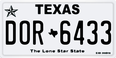 TX license plate DOR6433