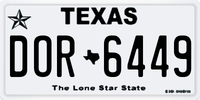 TX license plate DOR6449