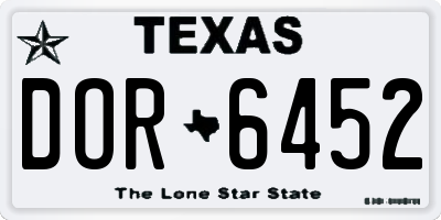 TX license plate DOR6452