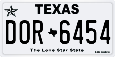 TX license plate DOR6454