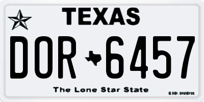 TX license plate DOR6457