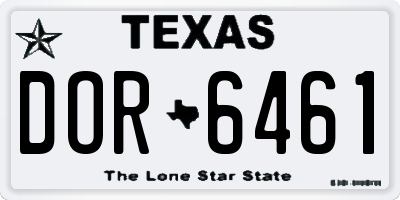 TX license plate DOR6461