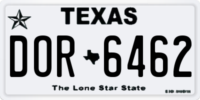 TX license plate DOR6462