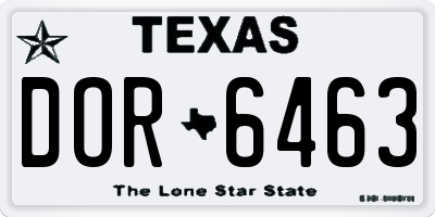 TX license plate DOR6463