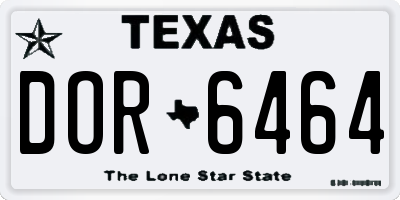 TX license plate DOR6464
