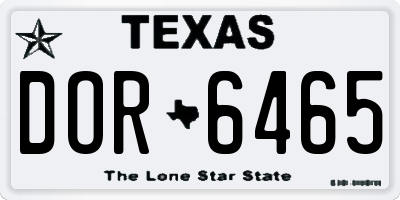 TX license plate DOR6465