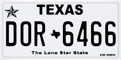 TX license plate DOR6466