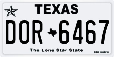 TX license plate DOR6467