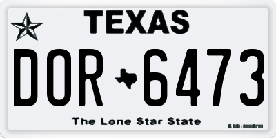 TX license plate DOR6473