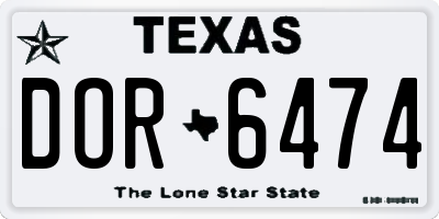 TX license plate DOR6474