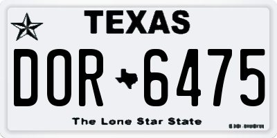 TX license plate DOR6475