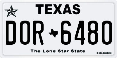 TX license plate DOR6480