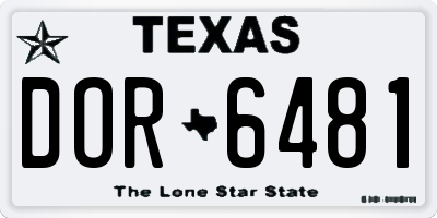 TX license plate DOR6481