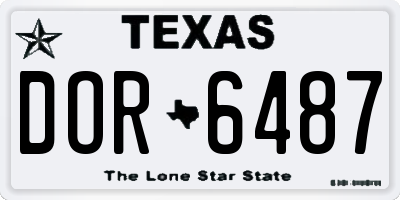 TX license plate DOR6487