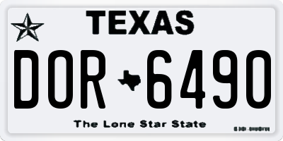 TX license plate DOR6490