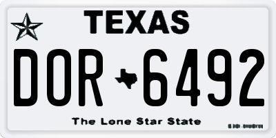 TX license plate DOR6492