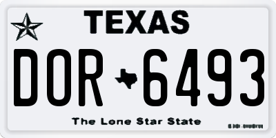TX license plate DOR6493