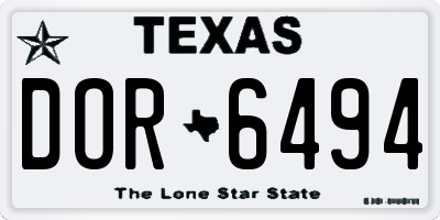 TX license plate DOR6494