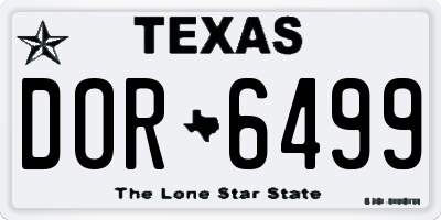TX license plate DOR6499
