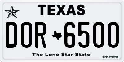 TX license plate DOR6500