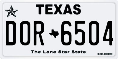 TX license plate DOR6504