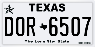 TX license plate DOR6507