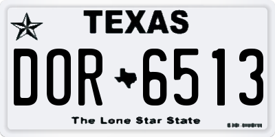 TX license plate DOR6513