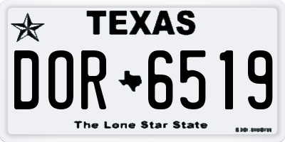 TX license plate DOR6519