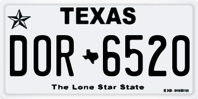 TX license plate DOR6520