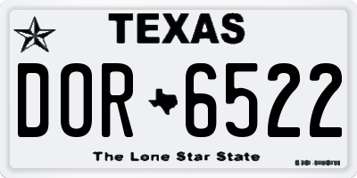 TX license plate DOR6522
