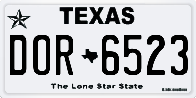 TX license plate DOR6523