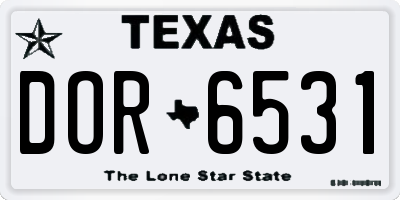 TX license plate DOR6531
