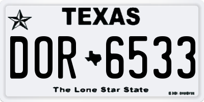 TX license plate DOR6533