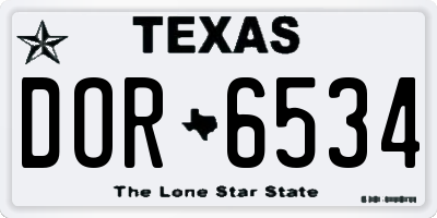 TX license plate DOR6534