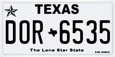 TX license plate DOR6535