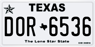 TX license plate DOR6536