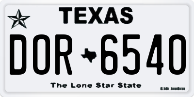 TX license plate DOR6540