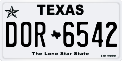 TX license plate DOR6542
