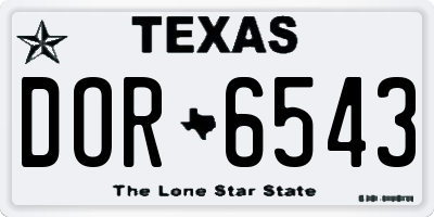 TX license plate DOR6543