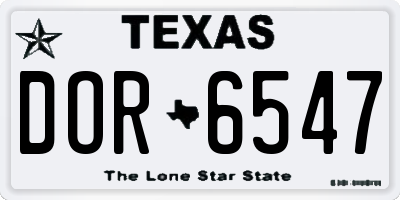 TX license plate DOR6547