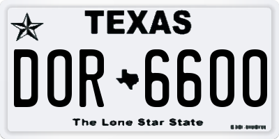 TX license plate DOR6600