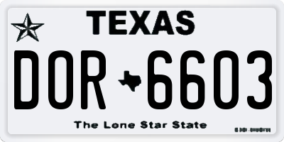 TX license plate DOR6603