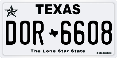 TX license plate DOR6608