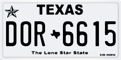TX license plate DOR6615