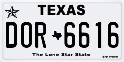 TX license plate DOR6616