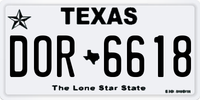 TX license plate DOR6618