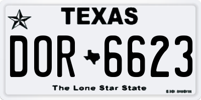 TX license plate DOR6623