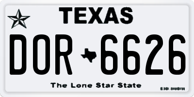 TX license plate DOR6626