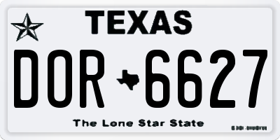 TX license plate DOR6627