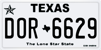 TX license plate DOR6629